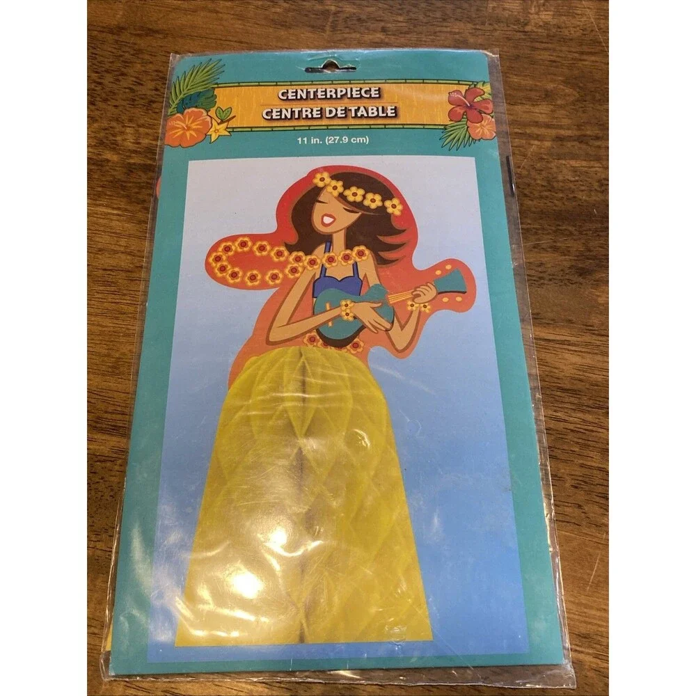 Hula Girl Honeycomb Hawiian Luau Dancing Table Display Centerpiece 11